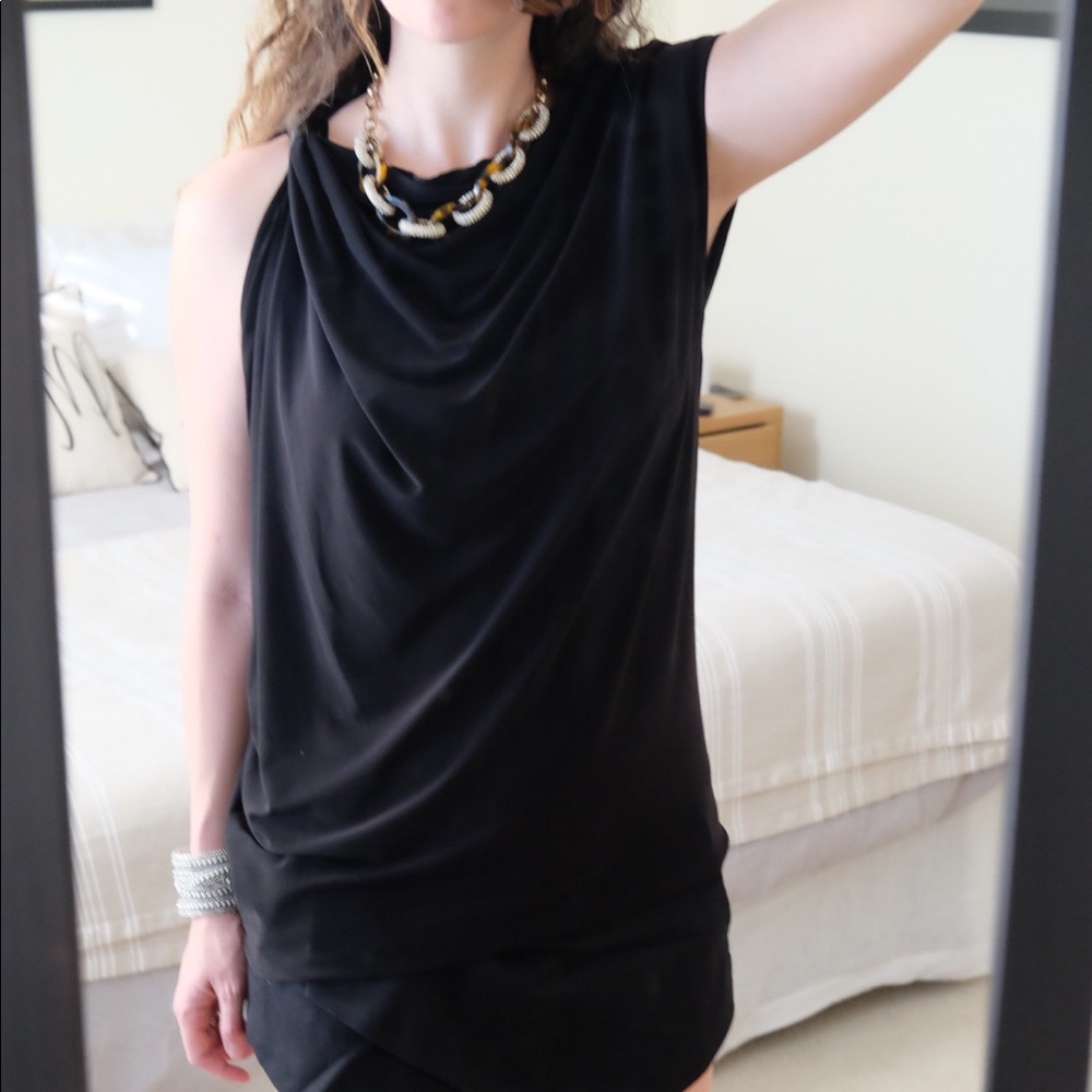 Kenneth Cole Draped Black Blouse